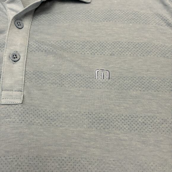 Travis Mathew Polo Shirt Mens Large Blue Stripe Short Sleeve Golf Stretch Preppy - Picture 2 of 9